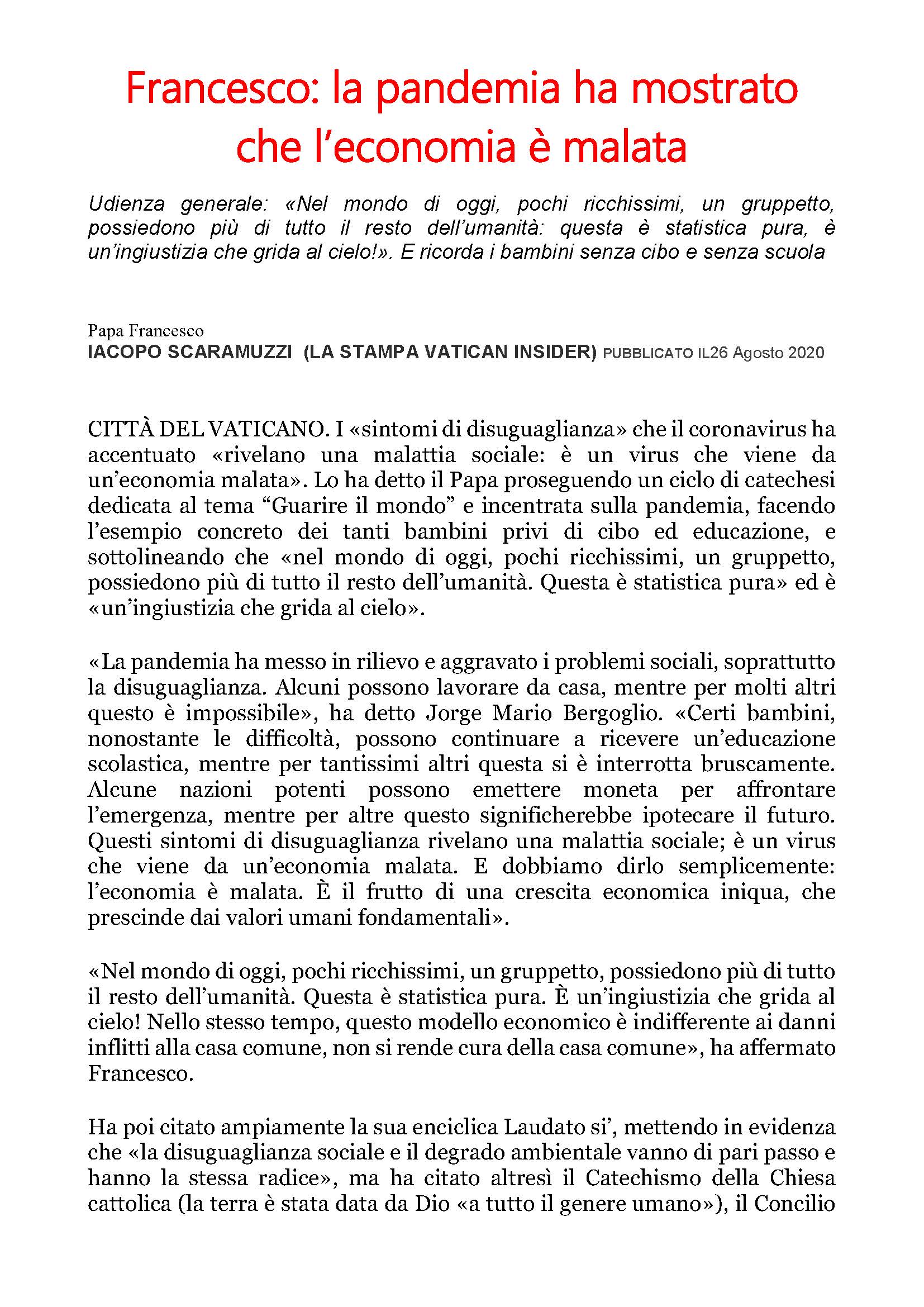 Art. Papa Francesco Pagina 1